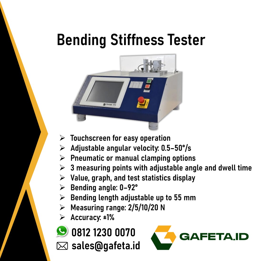 Jual Bending Stiffness Tester 2 Point untuk Uji Material & QC