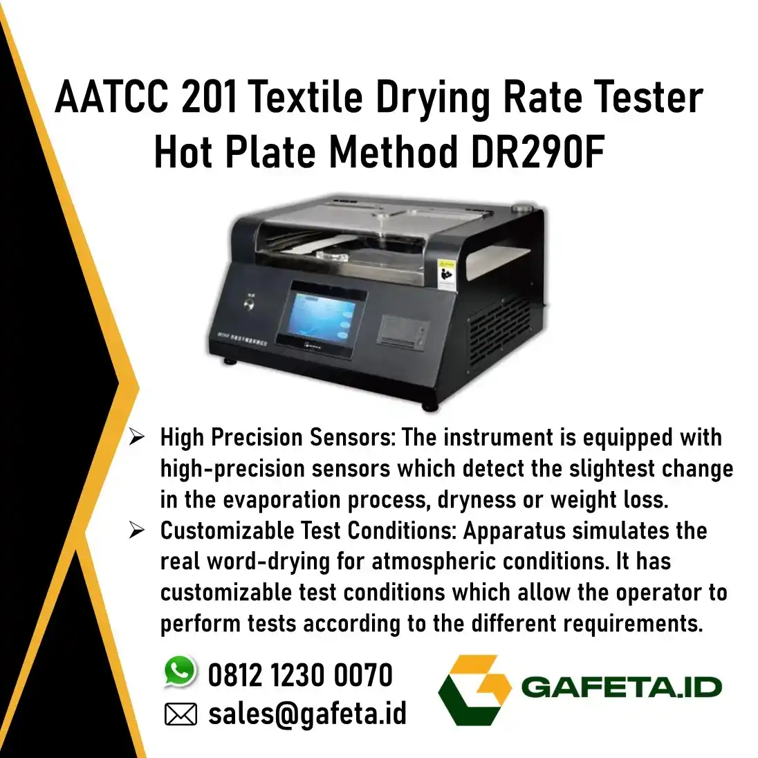 Jual Drying Rate Tester Hot Plate DR290F Standar Uji Tekstil AATCC 201