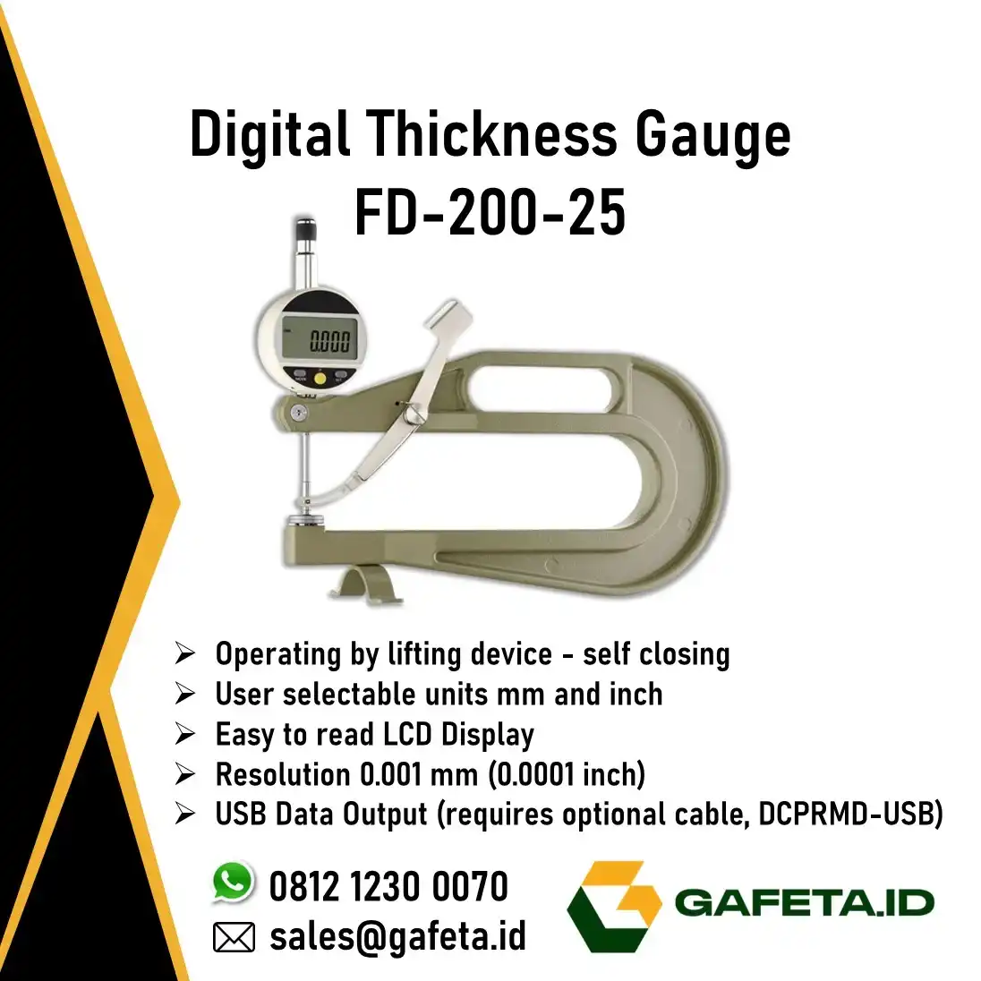Digital Thickness Gauge FD-200-25 Alat Untuk Mengukur Ketebalan Kertas