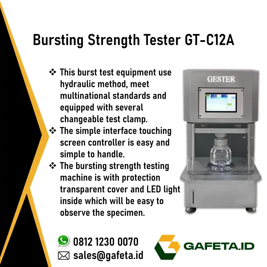 Jual Bursting Strength Tester GT-C12A – Uji Kekuatan Material 4 Metode