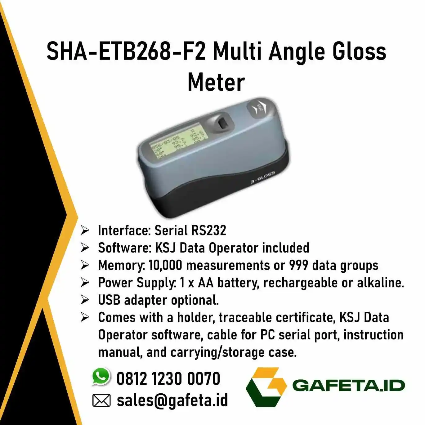 Multi-Angle Gloss Meter SHA-ETB268-F2: Ukur Kilap Cat, Coating, Furnitur
