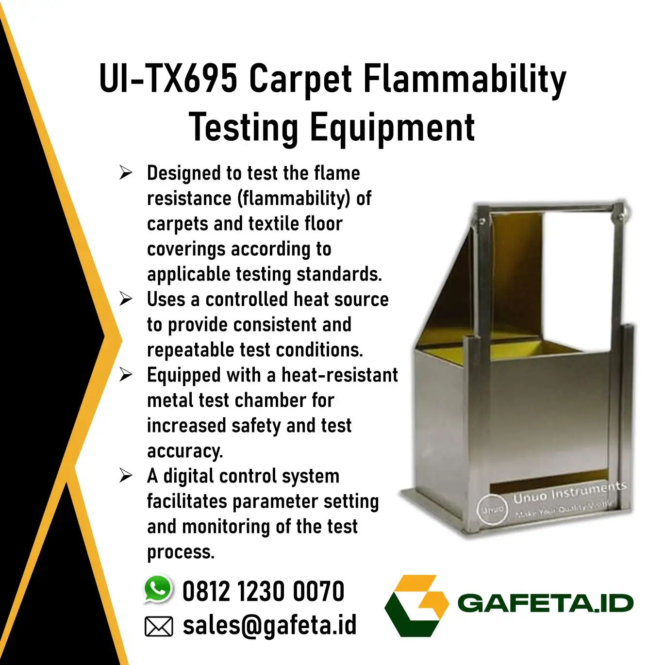 Carpet Flammability Tester UI-TX695 untuk Uji Flammability
