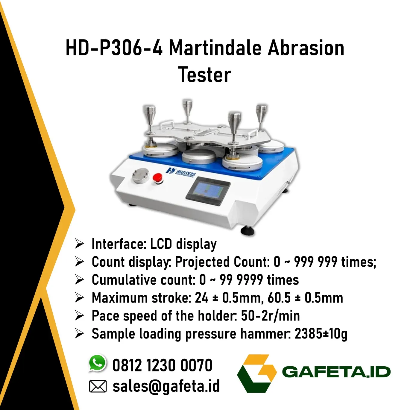 Martindale Abrasion Tester HD-P306-4 untuk Uji Ketahanan Abrasi